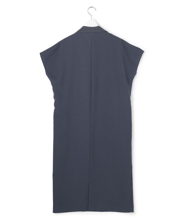 ICB 【WEB限定】FluidBackSatin ニット衿シャツワンピース ダルブルー
