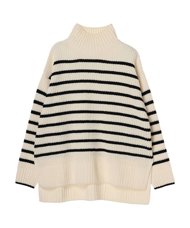 Green Parks ｍｏｋｏモール畦ニット前後差プルオーバー Border