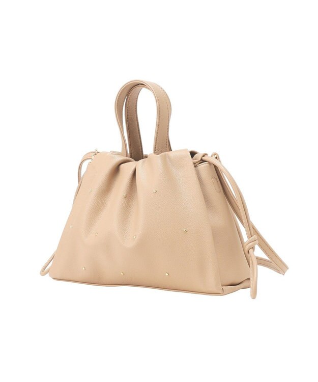 Green Parks ２ｗａｙドロストスタッズショルダーバッグ Beige