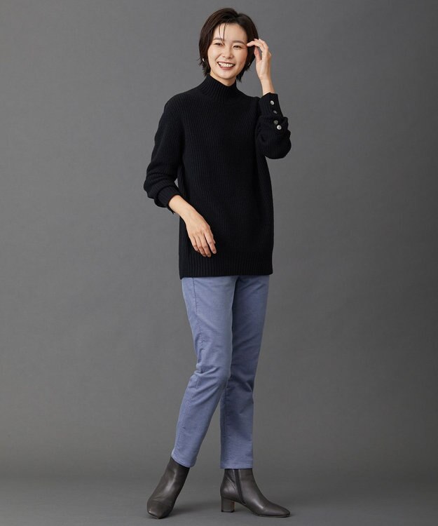 J.PRESS LADIES 【洗える】AUSSIE AIR ハイネック ミドルゲージ ニット ブラック系