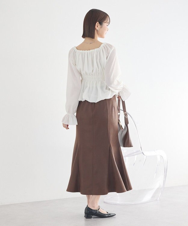 earth music&ecology バルーンヘムブラウス Off White