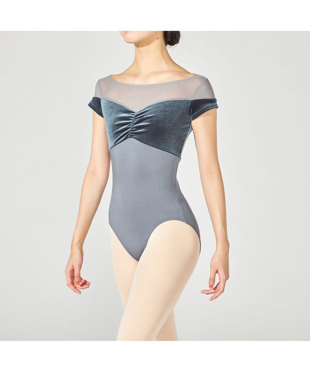 Chacott ハーフスリーブレオタード アッシュグレー