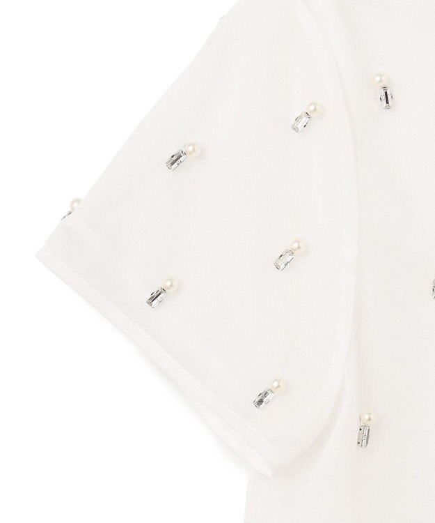 GRACE CONTINENTAL ビジューチュールトップ ホワイト