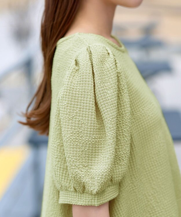 Tiaclasse 【洗える】ボリューム袖ジャガードプルオーバー ライム