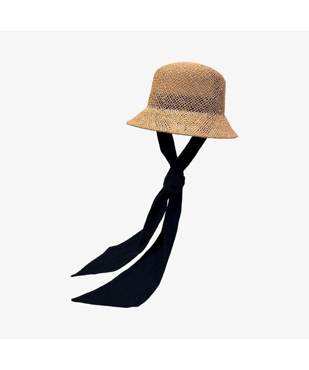 林八百吉商店 un chapeau  ラフィアキャペリン ブラック