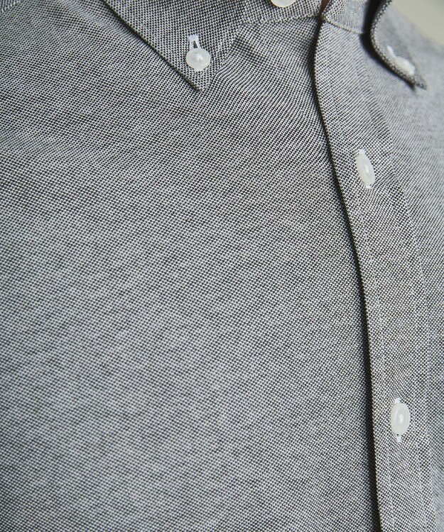 GOTAIRIKU 【吸水速乾】クールマックス鹿の子 ビズシャツ_ボタンダウン ライトグレー系