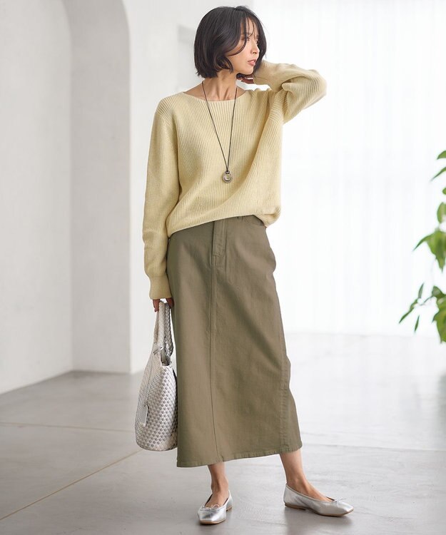 23区 【洗える】コットンギマ ボートネック ニット イエロー系