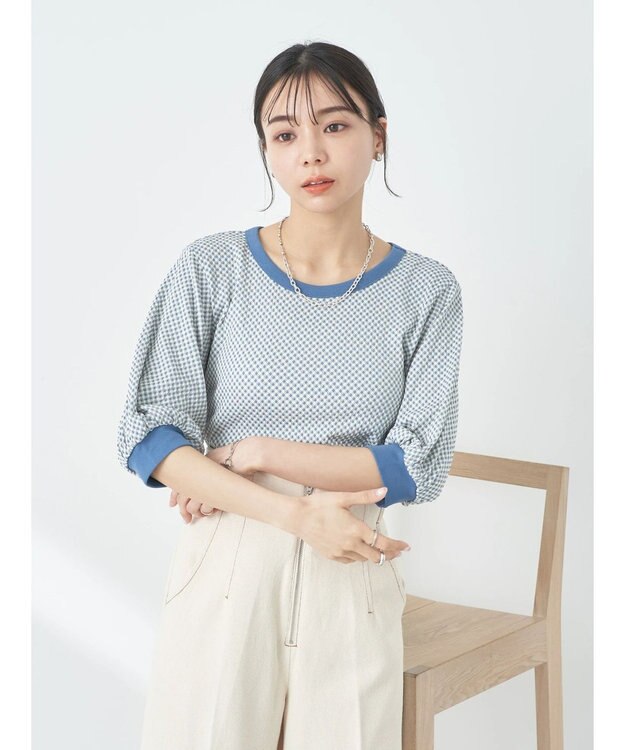 earth music&ecology ギンガムパフＴＥＥ Mint