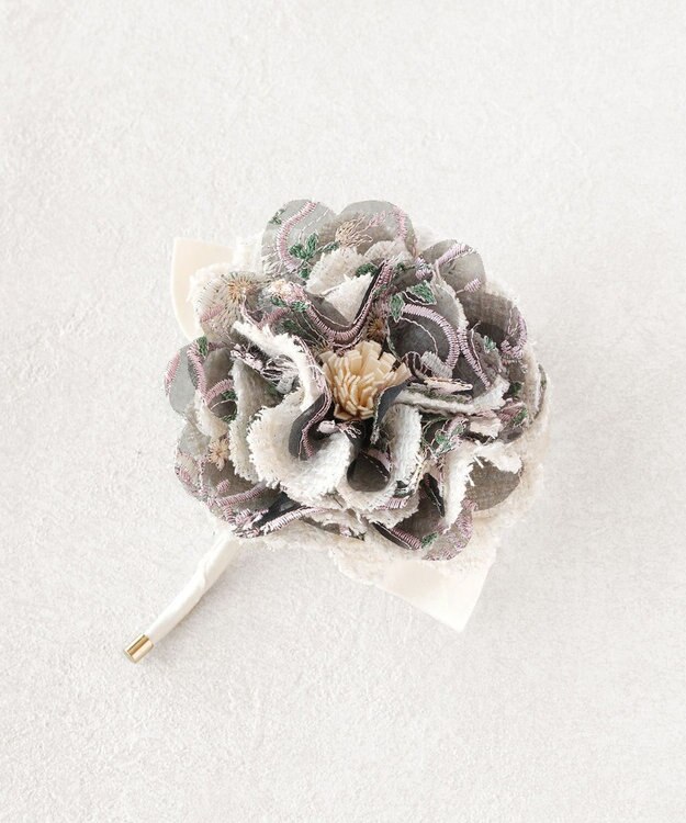 TOCCA 【アップサイクルコサージュ付き・美香＆Lovécoコラボ・数量限定・A4サイズ対応】FLOWER IN HEART BAG バッグ ベージュ×サザンカB