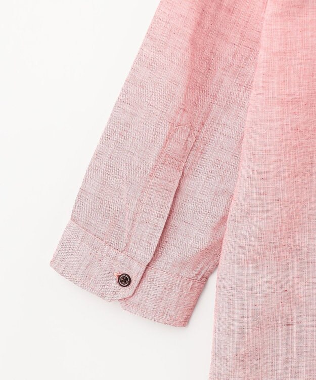 JOSEPH ABBOUD 【サステイナブル・７分袖】リヨセルリネンシャンブレー シャツ ライトオレンジ系