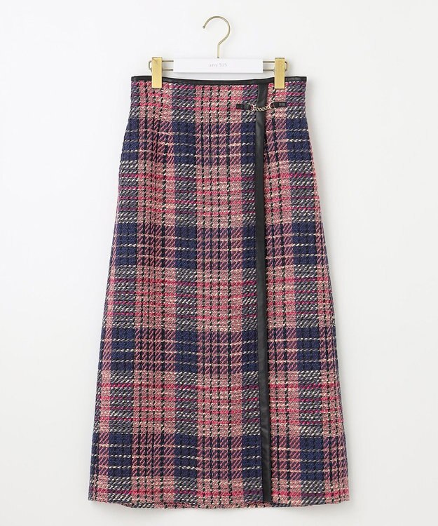 ANY SIS 【25周年記念】ビットポイントツイーディ スカート ピンク系チェック