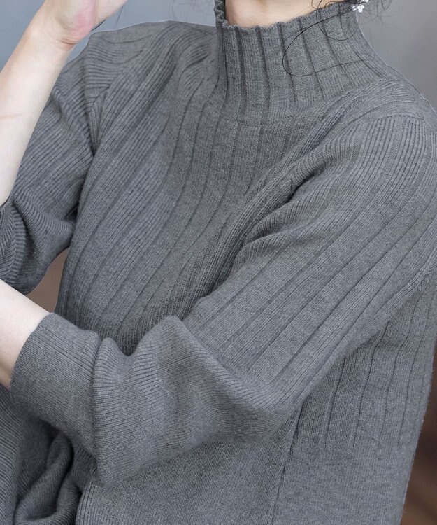 Tiaclasse L 【洗える】もっちり柔らかいハーフリブニットチュニック グレー