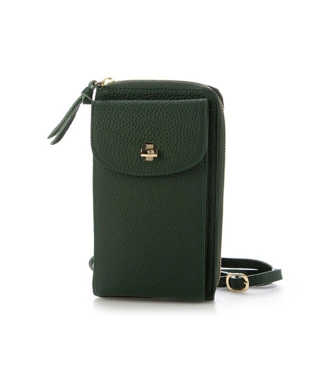 UNBILLION ペルケ perche / 牛革シュリンクタイプモバイルウォレットショルダー　旧8660 グリーン