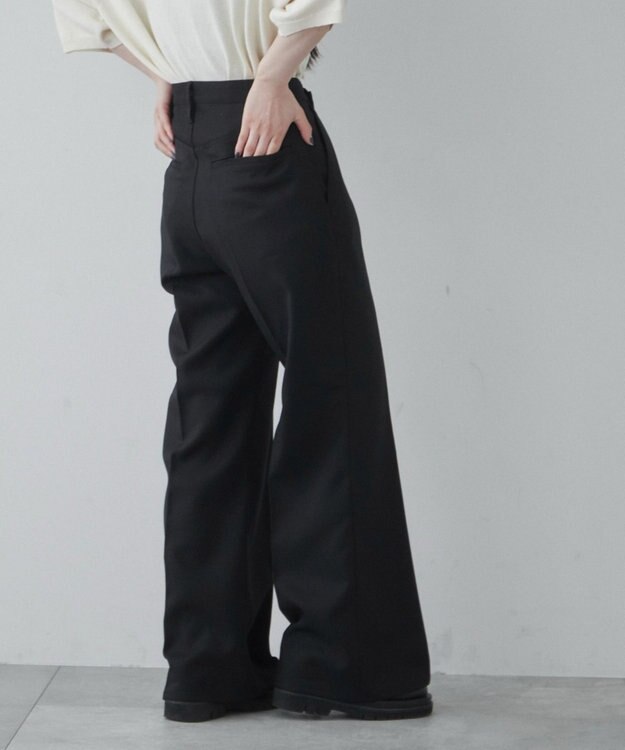 WEGO 【ユニセックス着用ITEM】ルーズフィットフレアトラウザー ブラック