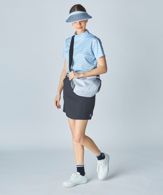 FILA GOLF／marie claire 【Marie claire sports】ロゴ柄モックネックシャツ ライトブルー