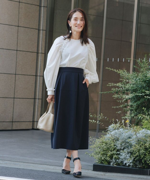 #Newans 【セレモニーにも】＜亀恭子さんコラボ＞下から着られちゃう！ギャザーショルダーブラウス ホワイト系