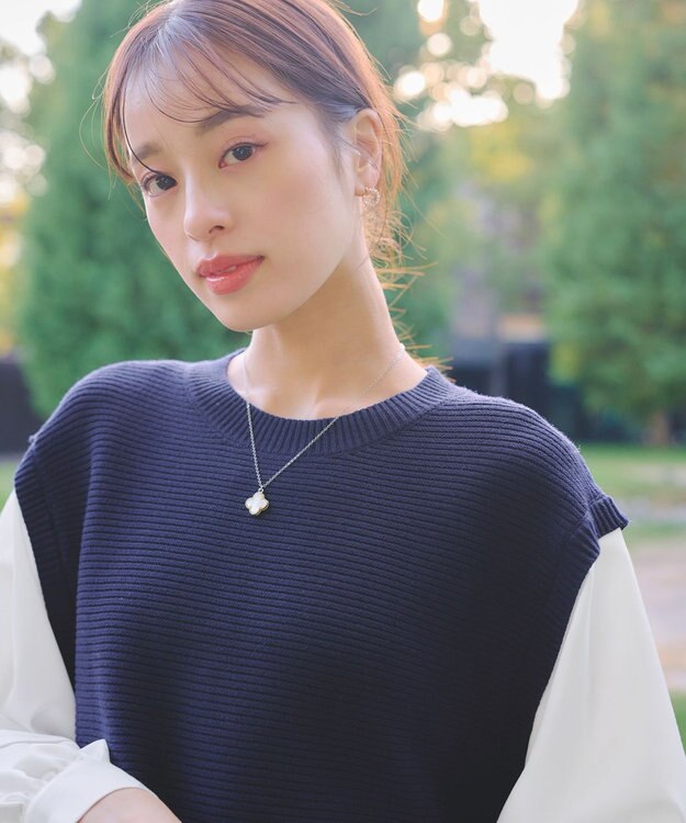 Tiaclasse L 【新色追加・2way・洗える】シャツドッキングニットベスト ネイビー