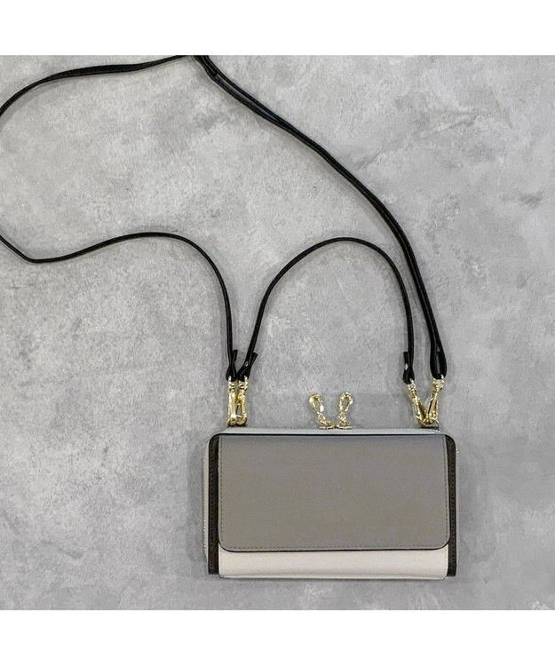 UNBILLION カシュカシュ cachecache / WEB限定カラーコンビウォレットショルダーバッグ グレー