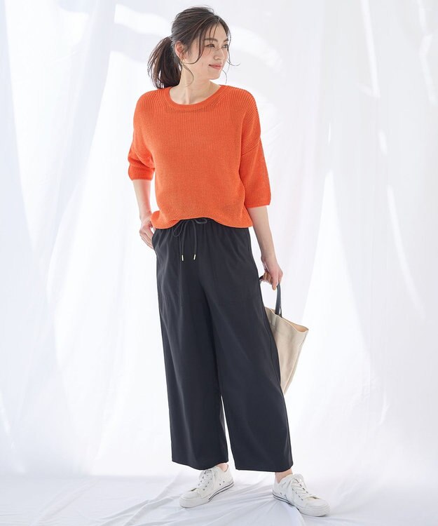 ANY 【新色追加/洗濯機可/ウエストゴム/接触冷感/UVケア/6色展開】清涼リラックスパンツ ブラック