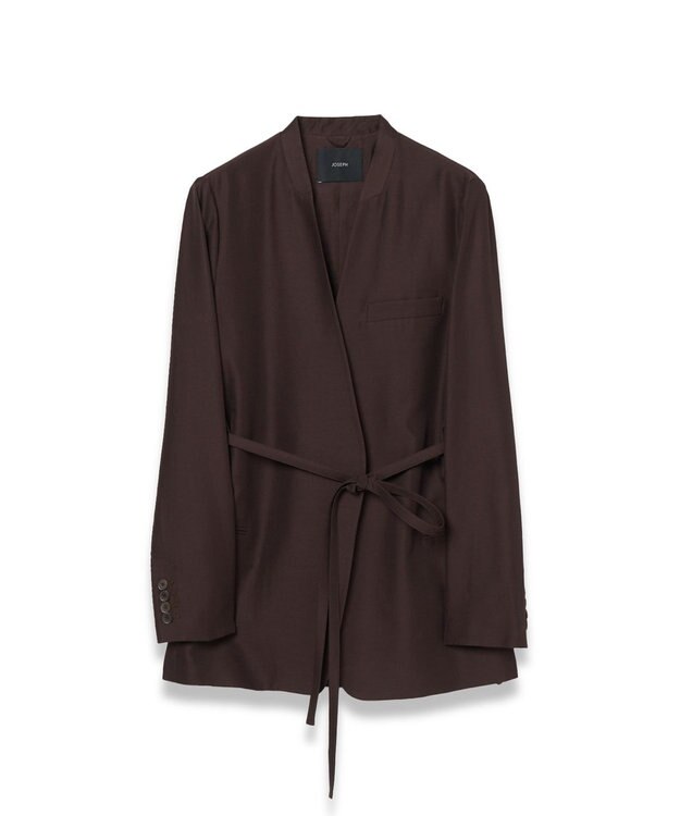 JOSEPH ソフトコットンシルク　ノーカラージャケット Ebony