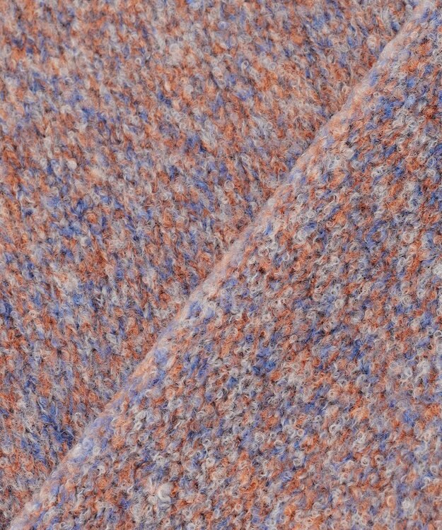 23区 【洗える】ミックスブークレ サイドスリットタートルニット オレンジマルチ