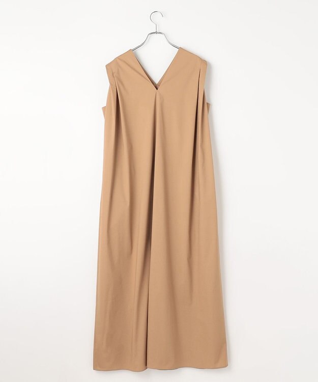 #Newans 【ANSWER for モダンベーシック】ダブルVネックロングワンピース キャメル系