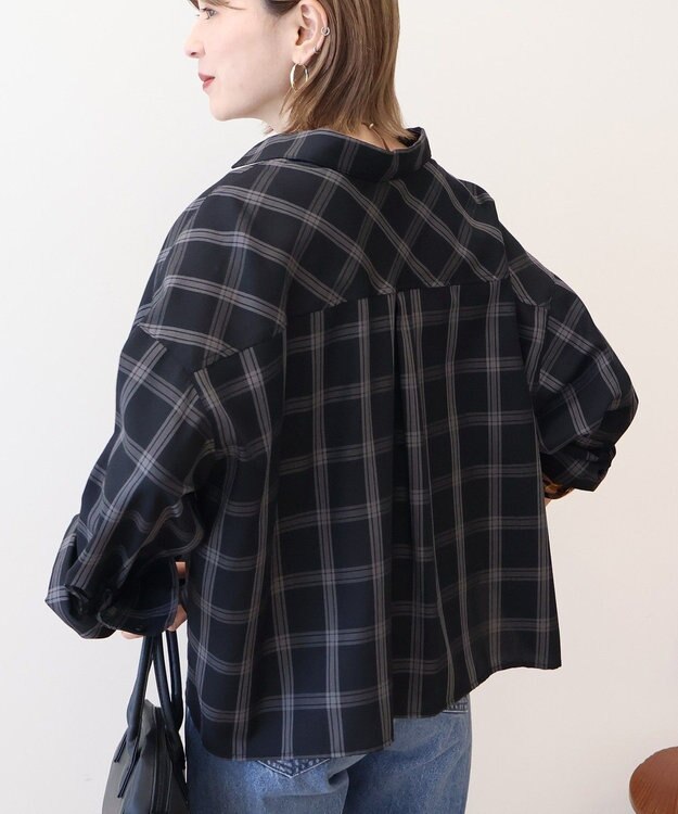 AMERICAN HOLIC イージーケアチェックショート丈シャツ Black