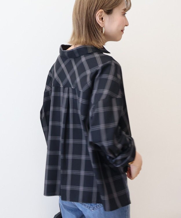 AMERICAN HOLIC イージーケアチェックショート丈シャツ Black