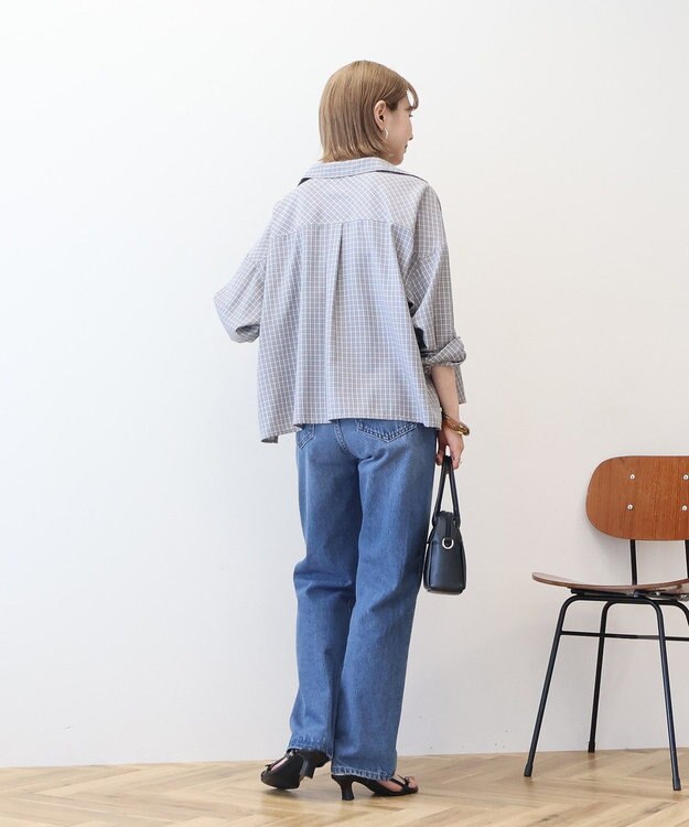 AMERICAN HOLIC イージーケアチェックショート丈シャツ Gray