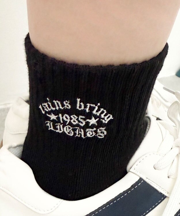 WEGO デザインロゴ刺繍アンクル底パイルソックス 柄11