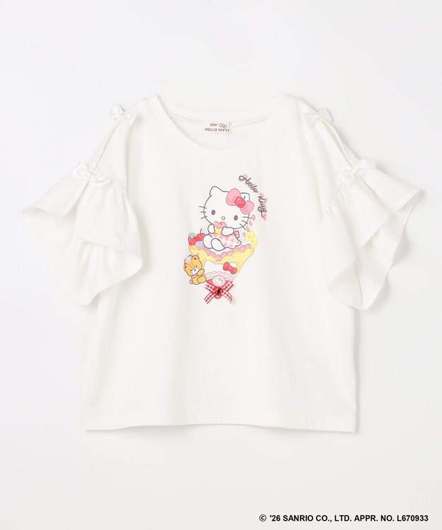ANY KIDS 【サンリオキャラクターズ×ANY KIDS】ひんやり ファンシーフリル袖Tシャツ ハローキティ×オフホワイト