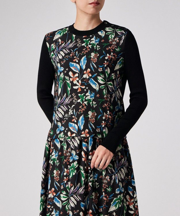 Paul Smith Number Floral プルオーバー コンビ ニット ブラック