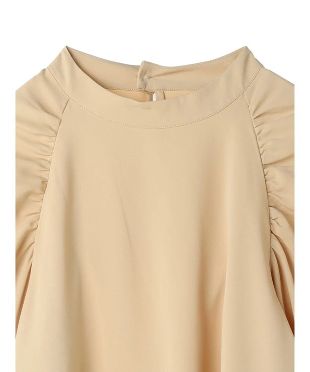 earth music&ecology ラグランギャザースリーブブラウス Beige