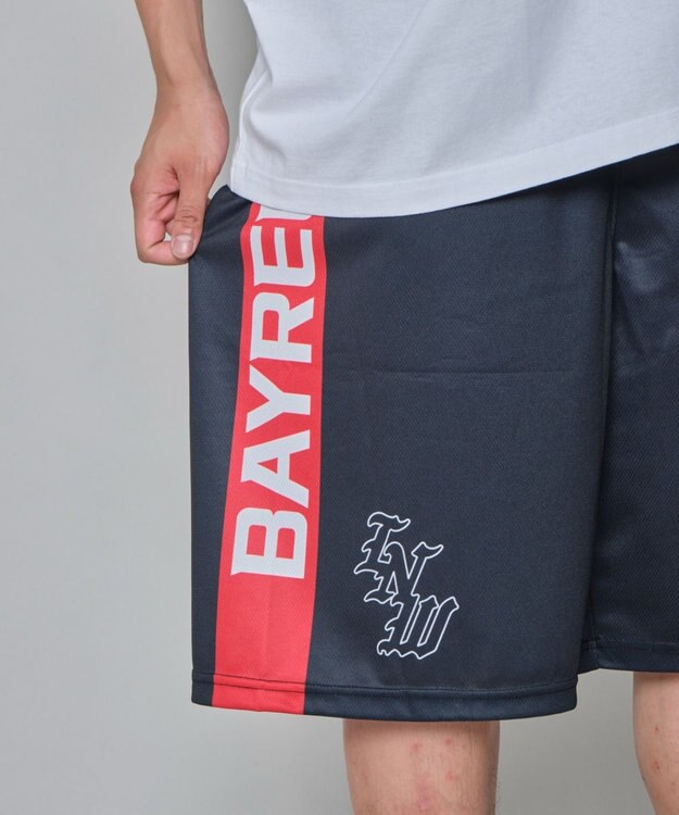 WEGO 【ユニセックス着用ITEM/ウエストゴム/MLサイズ展開】メッシュライングラフィックショーツ ブラック