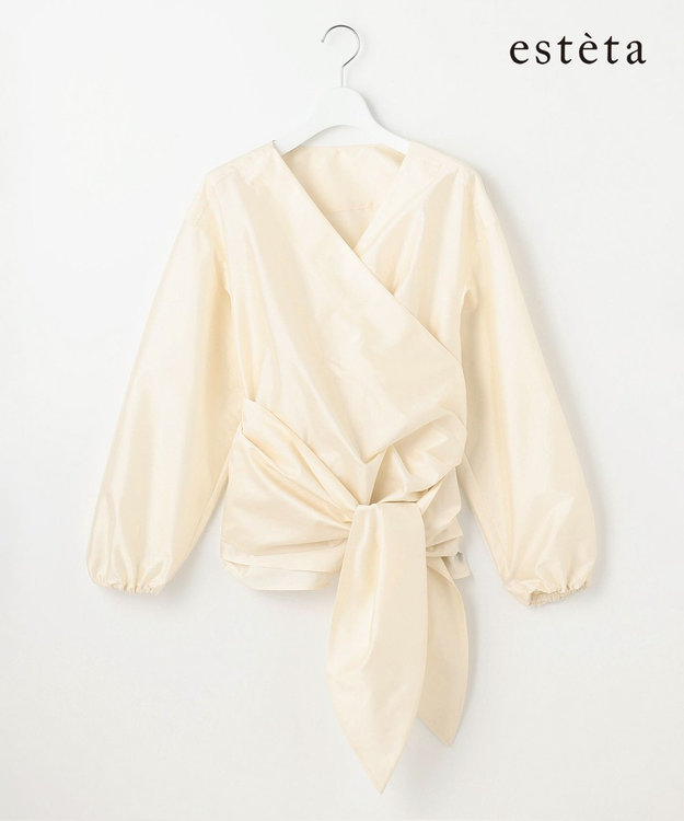 23区 【エステータ】シルク混タフタ カシュクールブラウス アイボリー系