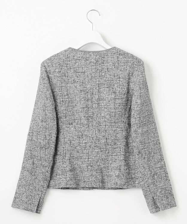 J.PRESS LADIES 【セットアップ対応】Light Tweed ノーカラー ジャケット ブラックMIX系6