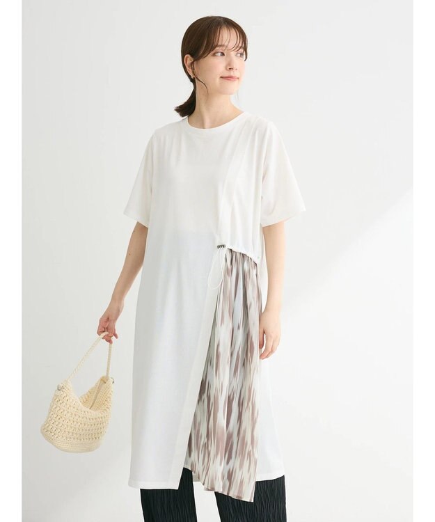 Green Parks 柄シアードッキングワンピース Off White