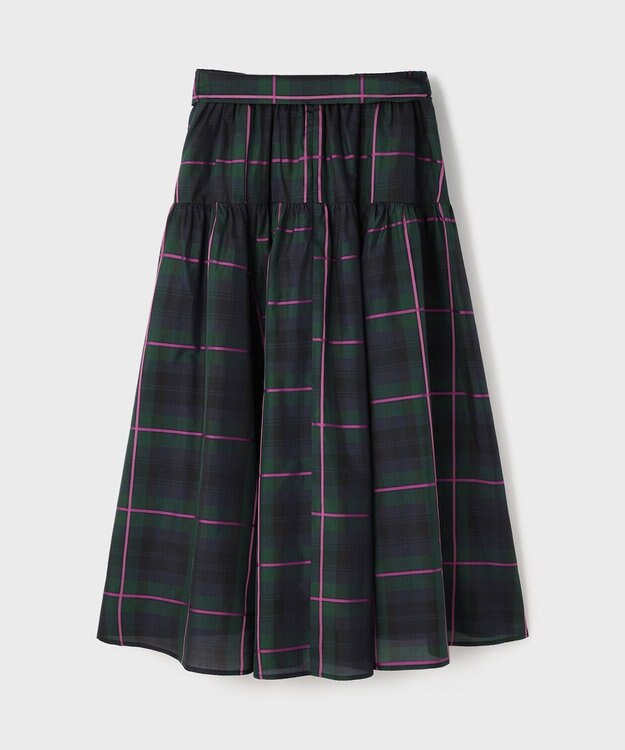 GRACE CONTINENTAL シルクブラックウォッチスカート グリーン