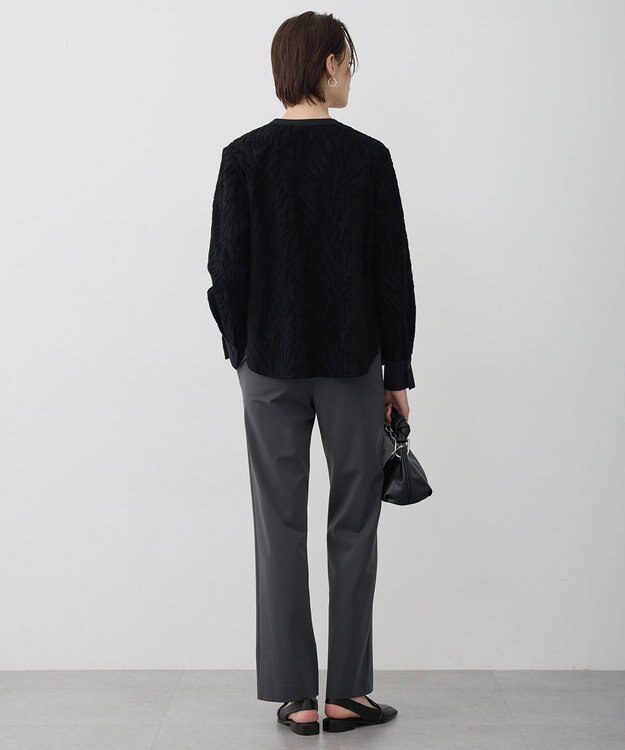 ICB L カットジャガードジャージー デザイントップス ブラック