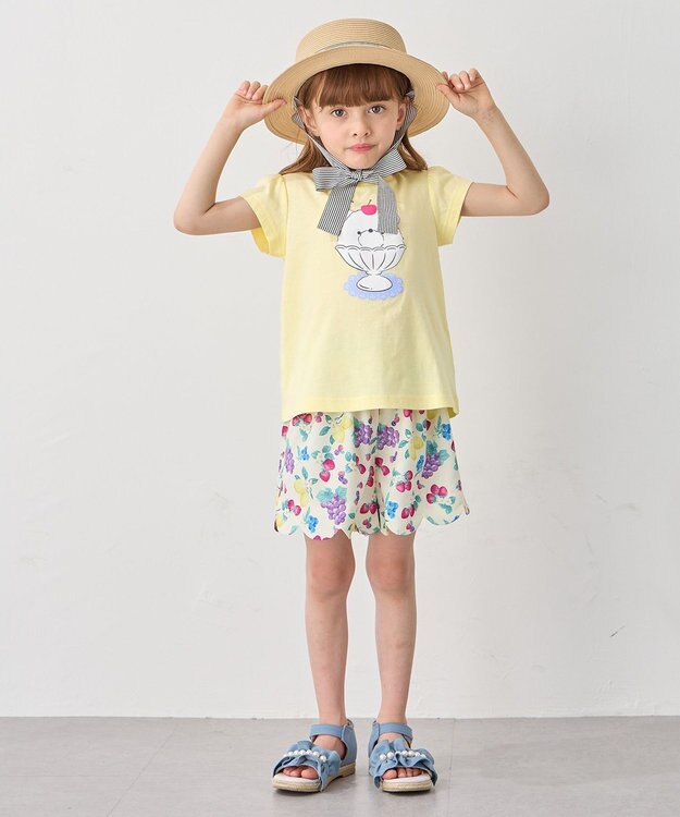 ANY KIDS 【水で色が変わる】接触冷感 しろくま ミラクルプリント Tシャツ レモン