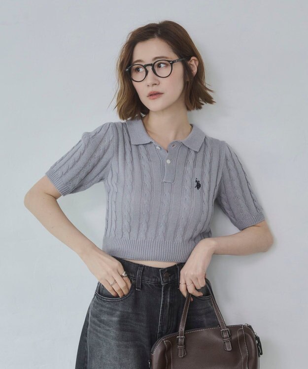 WEGO 別注USPOLO　ケーブルニットポロ グレー