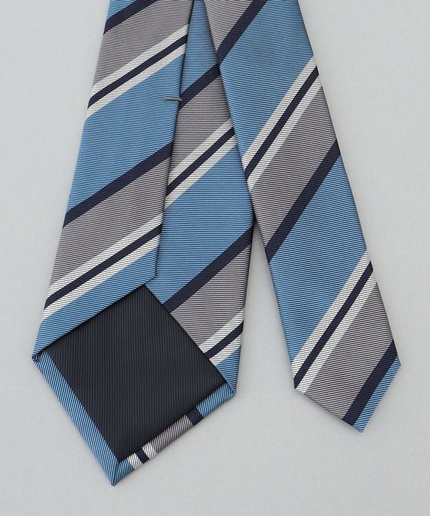 GOTAIRIKU 日本縫製/オリジナル柄【Fermo Fossati】ネクタイ_レジメンタル ターコイズブルー系1