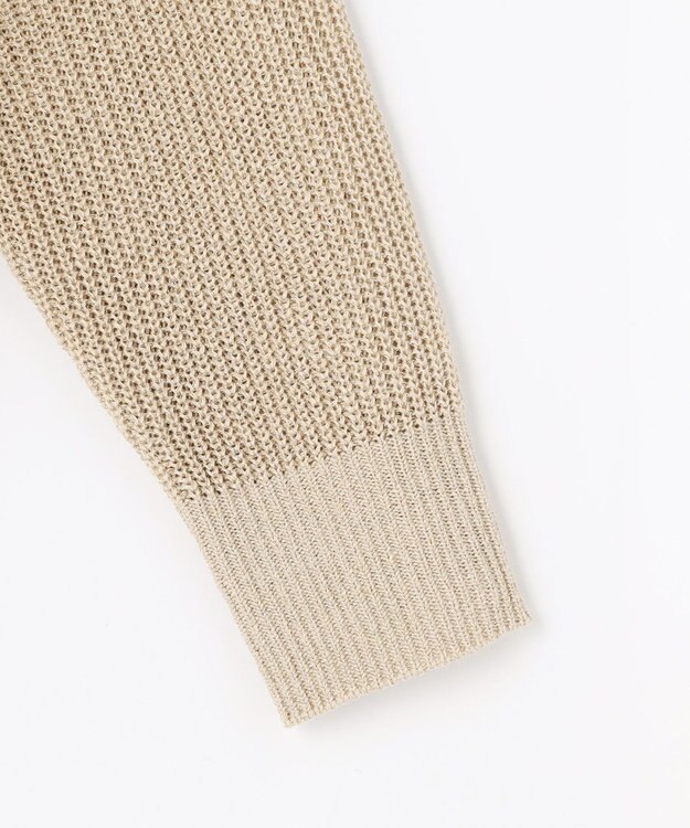 自由区 L リネンミドルゲージプルオーバー ニット ベージュラメ