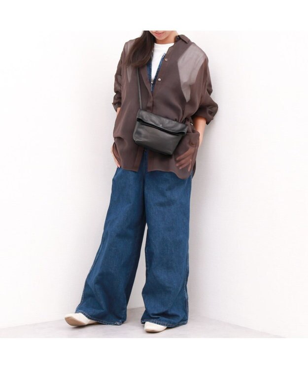 UNBILLION ペルケ perche / ガーメントレザー・サスティナブルミニショルダー ブラック