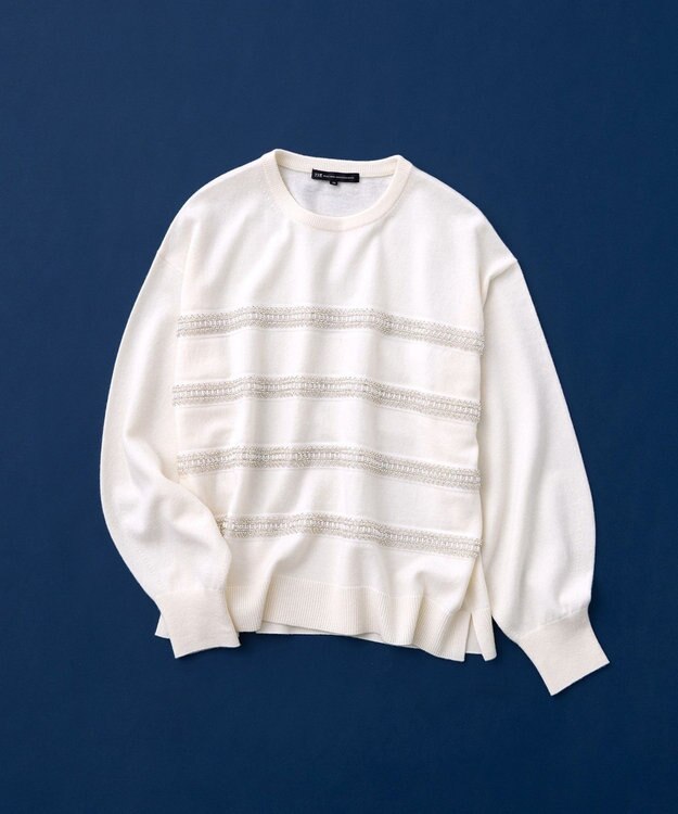 23区 【WEB&一部店舗限定/滝沢眞規子さん着用】ビジューボーダー ニット ホワイト系