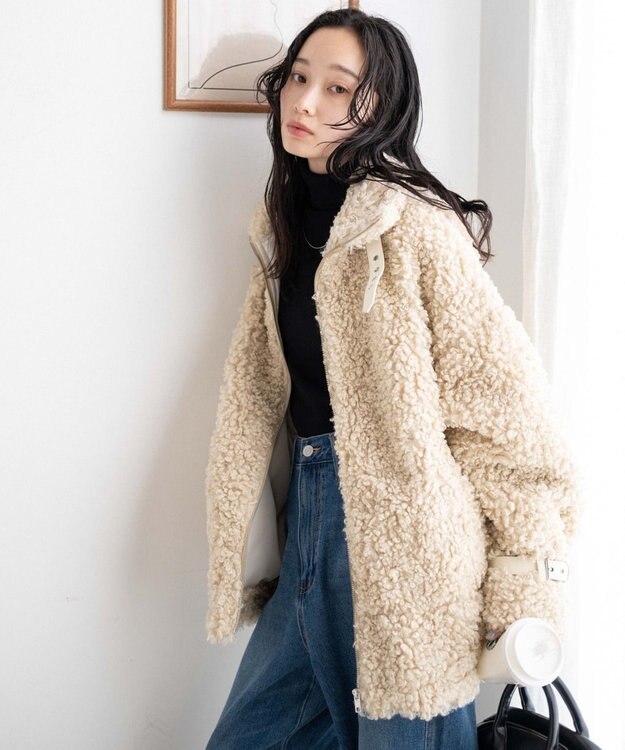 WEGO ボアフライトジャケット ライトベージュ