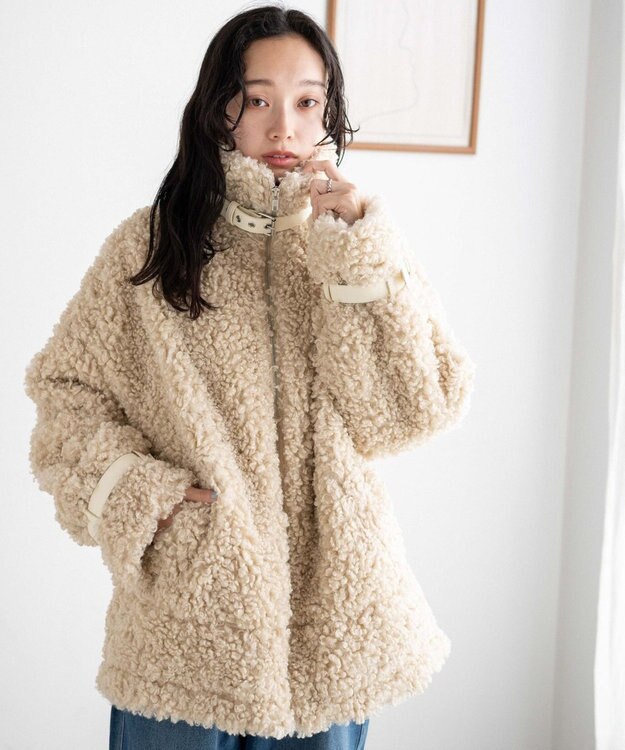 WEGO ボアフライトジャケット ライトベージュ