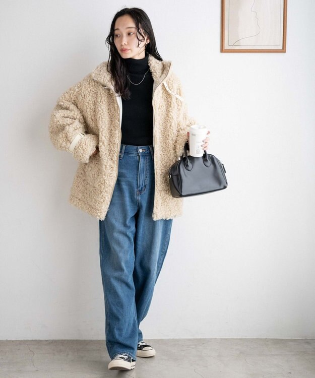 WEGO ボアフライトジャケット ライトベージュ