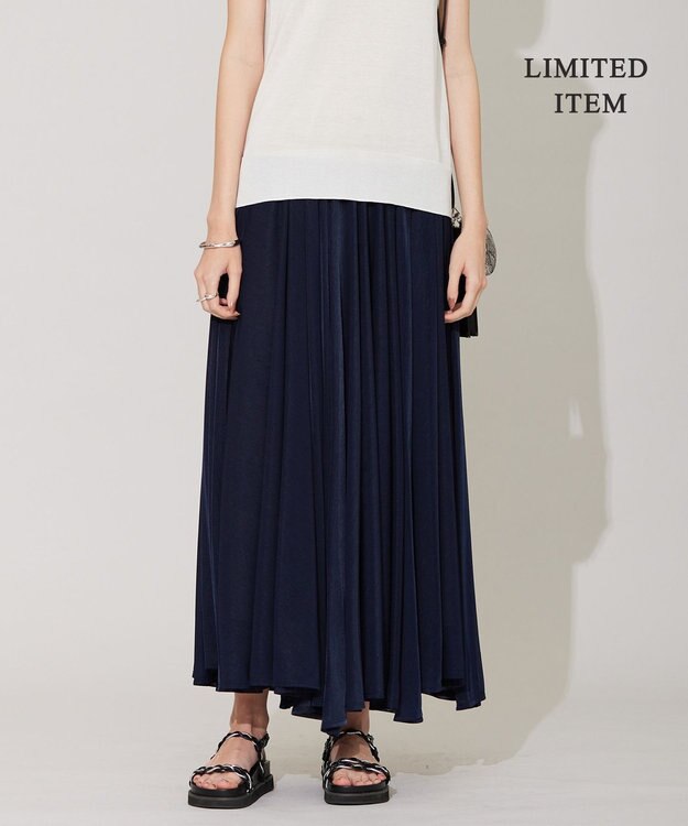 ICB 【WEB限定・洗える】SheerGloss スカート ネイビー系