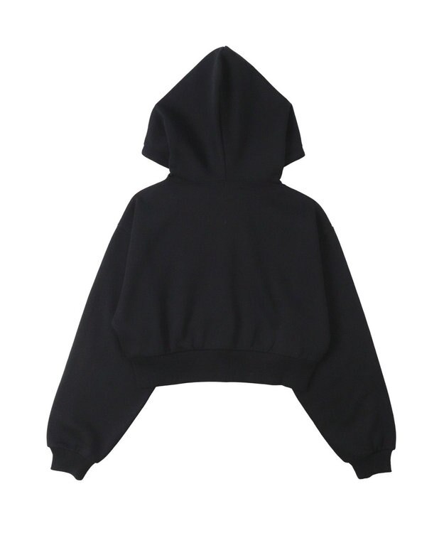 WEGO 【裏起毛】ラインストーン裏起毛ショートジップパーカー ブラック